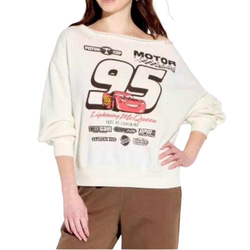 Disney Cars Lightning McQueen Cropped Graphic Sweatshirt